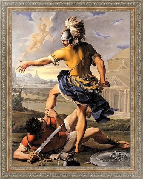 Постер Сраженение Энея и Турна с типом исполнения На холсте в раме в багетной раме 484.M48.310