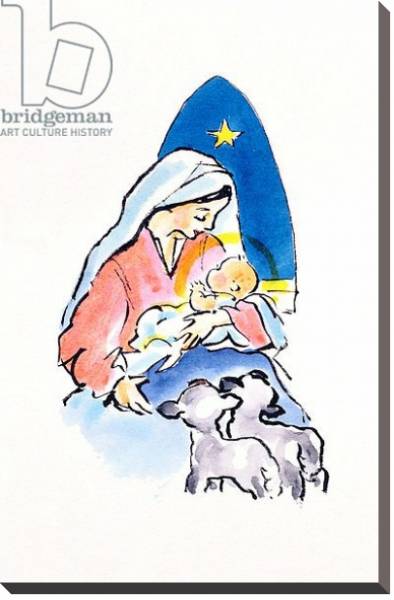 Постер Madonna and Child with Lambs, 1996 с типом исполнения На холсте без рамы