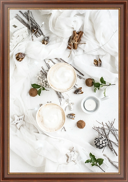 Постер Чашка кофе в холодный зимний день с типом исполнения На холсте в раме в багетной раме 35-M719P-83