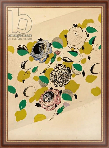 Постер Textile design with roses, с типом исполнения На холсте в раме в багетной раме 35-M719P-83
