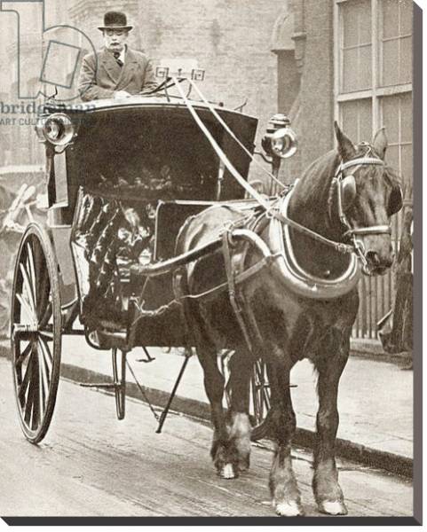 Постер A Hansom Cab in London, England in 1910 с типом исполнения На холсте без рамы
