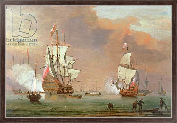 Постер Warships Firing a Salute с типом исполнения На холсте в раме в багетной раме 221-02