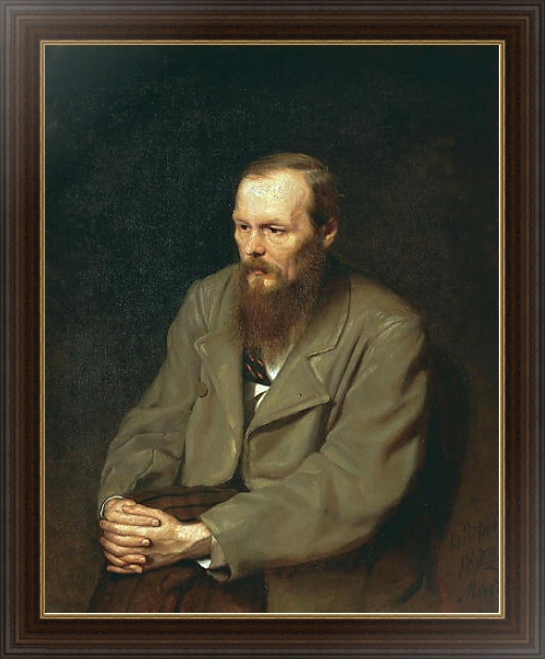 Постер Портрет писателя Федора Михайловича Достоевского. 1872 с типом исполнения На холсте в раме в багетной раме 1.023.151