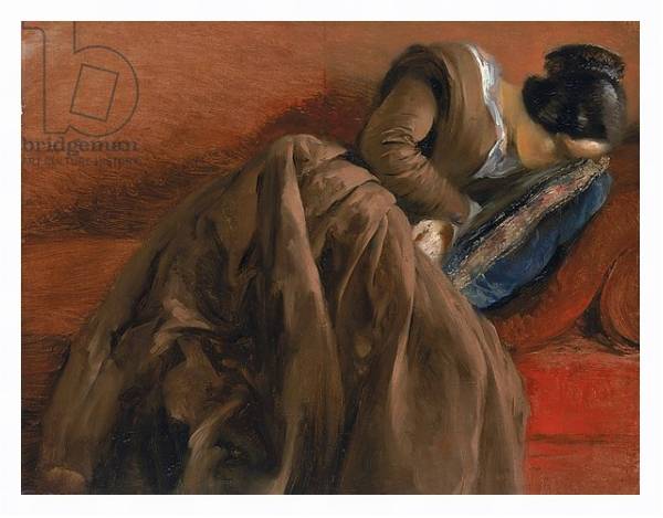 Постер Emilie, the Artist's Sister, Asleep, c.1848 с типом исполнения На холсте в раме в багетной раме 221-03