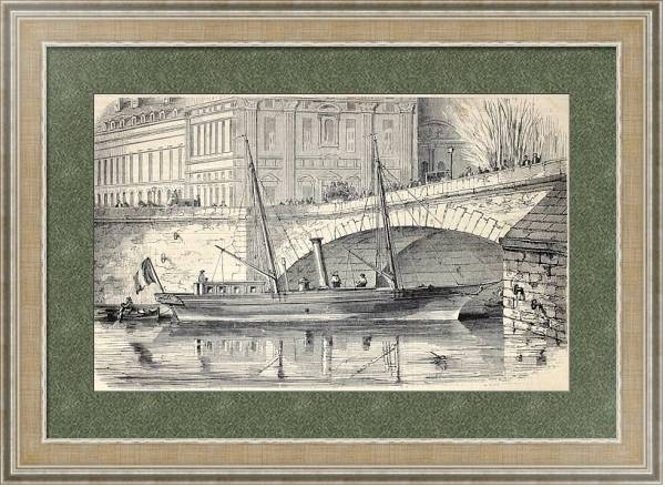 Постер Prince Napoleon's yacht moored along the Seine in Paris. Original, from drawing of Lebreton, publish с типом исполнения Акварель в раме в багетной раме 485.M40.584