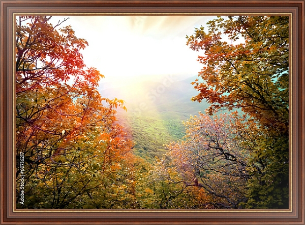Постер Крым, рассвет в горах с типом исполнения На холсте в раме в багетной раме 35-M719P-83