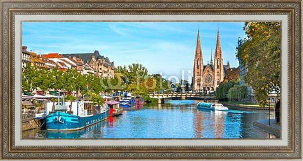 Постер Франция, Страсбург. Вид на реку с типом исполнения На холсте в раме в багетной раме 595.M52.330