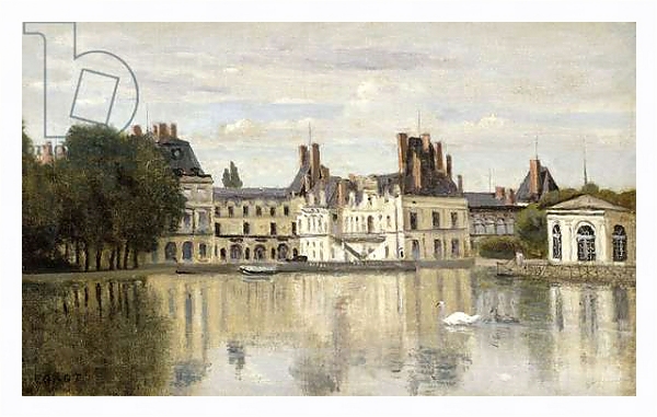 Постер Fontainebleau - View of the Chateau and Lake; Fontainebleau - Le Chateau vu de la Piece d'Eau, с типом исполнения На холсте в раме в багетной раме 221-03
