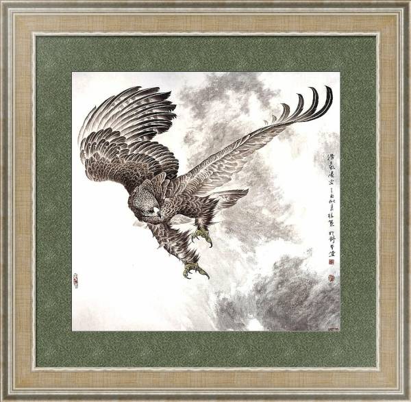 Постер Восточные птицы 59 с типом исполнения Акварель в раме в багетной раме 485.M40.584