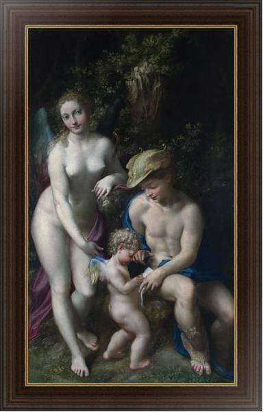 Постер Венера с Меркурием и Купидоном с типом исполнения На холсте в раме в багетной раме 1.023.151