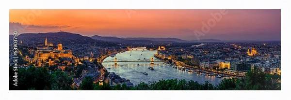 Постер Венгрия. Будапешт. Панорама с типом исполнения На холсте в раме в багетной раме 221-03