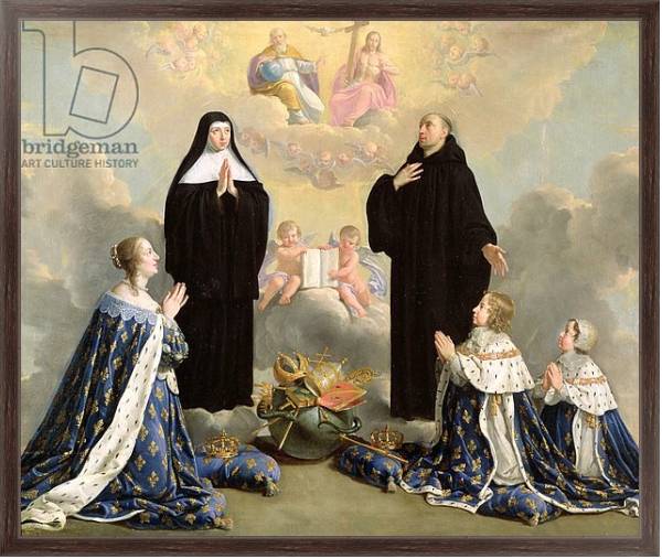 Постер Anne of Austria and her Children at Prayer with St. Benedict and St. Scholastica, 1646 с типом исполнения На холсте в раме в багетной раме 221-02