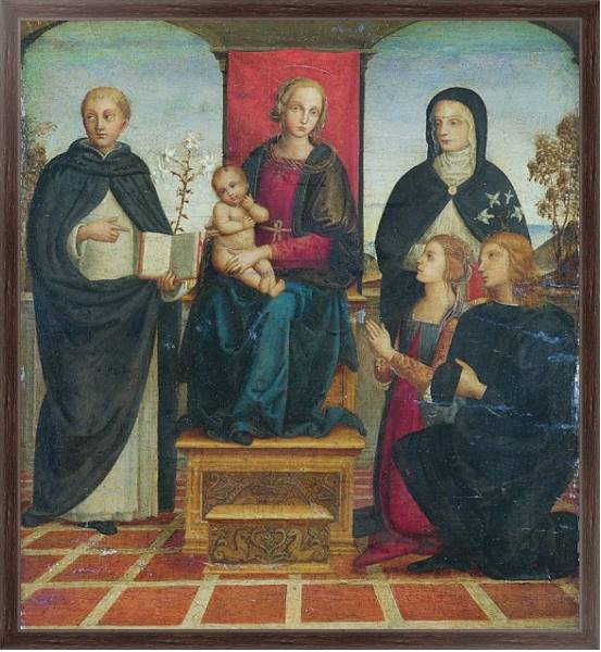 Постер Дева Мария с младенцем со Святыми 2 с типом исполнения На холсте в раме в багетной раме 221-02