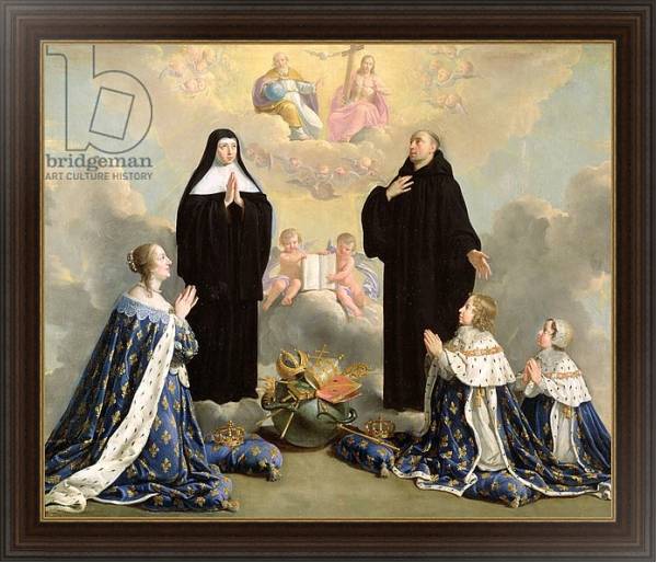 Постер Anne of Austria and her Children at Prayer with St. Benedict and St. Scholastica, 1646 с типом исполнения На холсте в раме в багетной раме 1.023.151