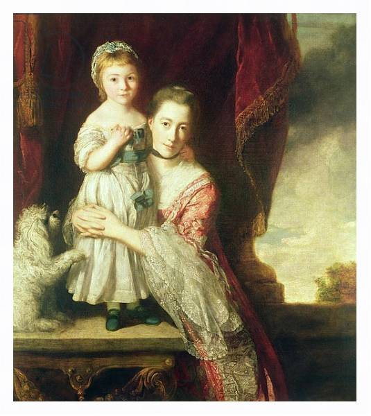 Постер Georgiana, Countess Spencer with Lady Georgiana Spencer, 1759-61 с типом исполнения На холсте в раме в багетной раме 221-03