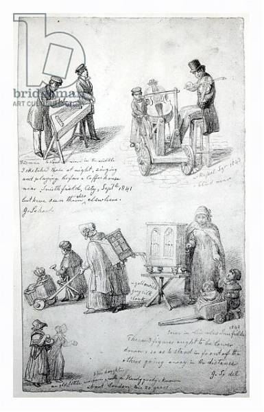 Постер Musicians on the streets of London, 1841-43 с типом исполнения На холсте в раме в багетной раме 221-03