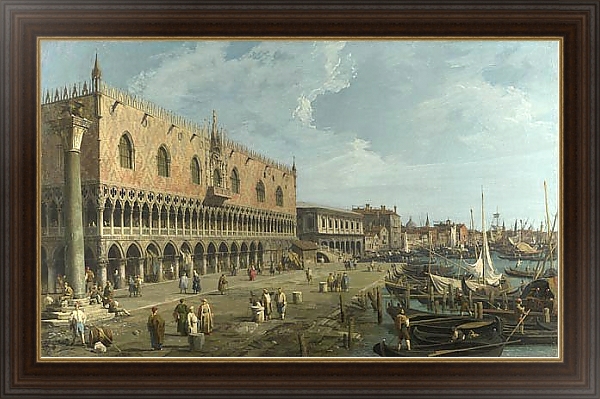 Постер Венеция - Дворец Дожей и Рива дельи Скьявони с типом исполнения На холсте в раме в багетной раме 1.023.151