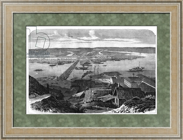 Постер View of Nizhny Novgorod, city of Russia. Engraving in “” L'univers illustrious””, 1867. Private collection. с типом исполнения Акварель в раме в багетной раме 485.M40.584
