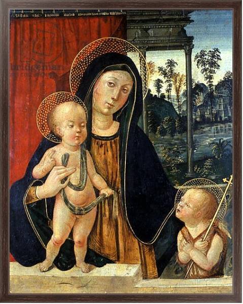 Постер Madonna and Child with a young John the Baptist, c.1500 с типом исполнения На холсте в раме в багетной раме 221-02