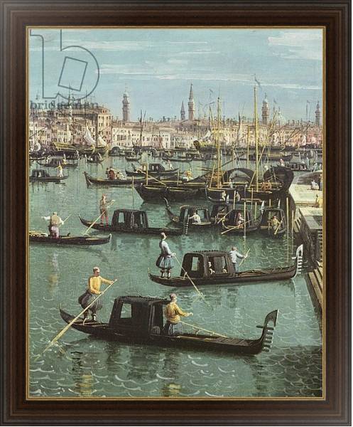 Постер Gondoliers near the Entrance to the Grand Canal and the church of Santa Maria della Salute, Venice с типом исполнения На холсте в раме в багетной раме 1.023.151