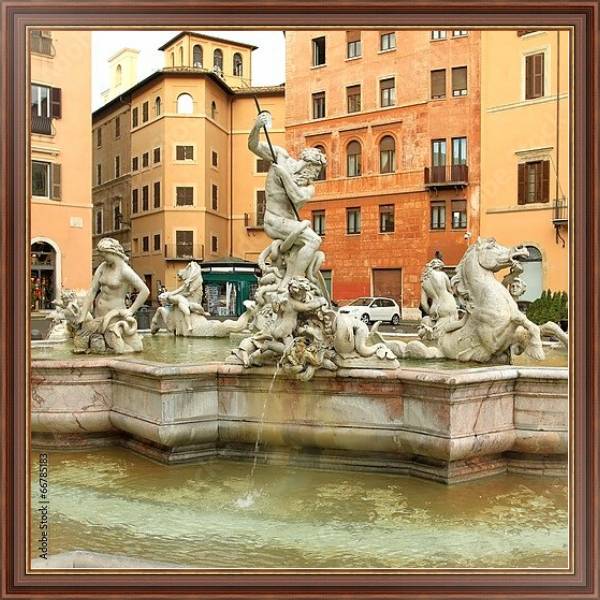 Постер Италия. Римский фонтан с типом исполнения На холсте в раме в багетной раме 35-M719P-83