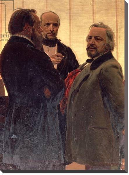 Постер Vladimir Odoevsky, Mily Balakirev and Mikhail Ivanovich Glinka, 1890s с типом исполнения На холсте без рамы