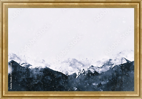 Постер Горный пейзаж зимой с типом исполнения На холсте в раме в багетной раме NA033.1.051