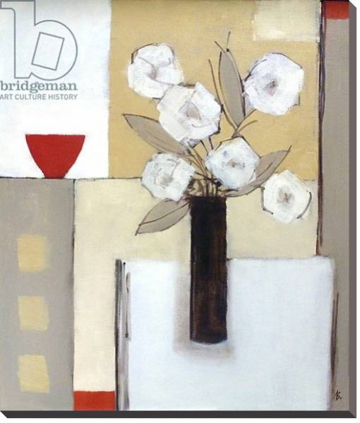Постер Red Bowl, White Flowers с типом исполнения На холсте без рамы