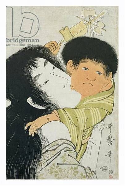 Постер Yama-Uba and Kintoki с типом исполнения На холсте в раме в багетной раме 221-03