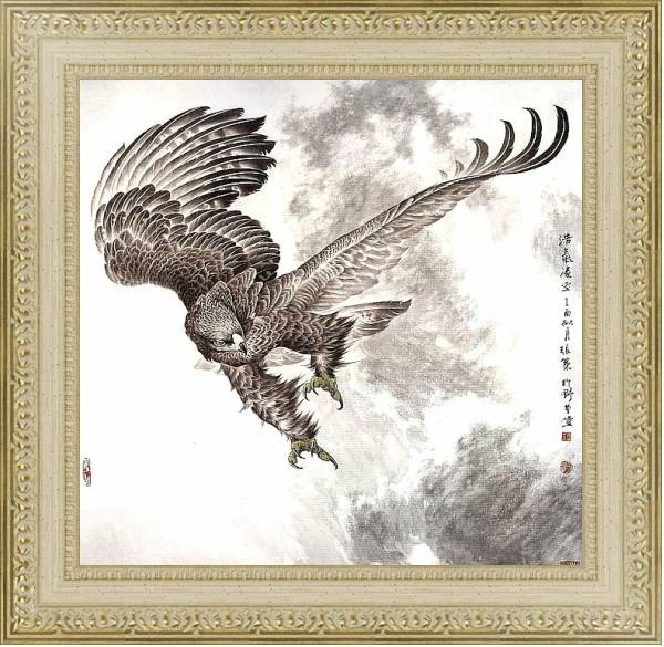 Постер Восточные птицы 59 с типом исполнения Акварель в раме в багетной раме 484.M48.725
