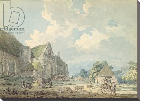 Постер The Tithe Barn at Abbotsbury with the Abbey on the hill..., c.1795 с типом исполнения На холсте без рамы