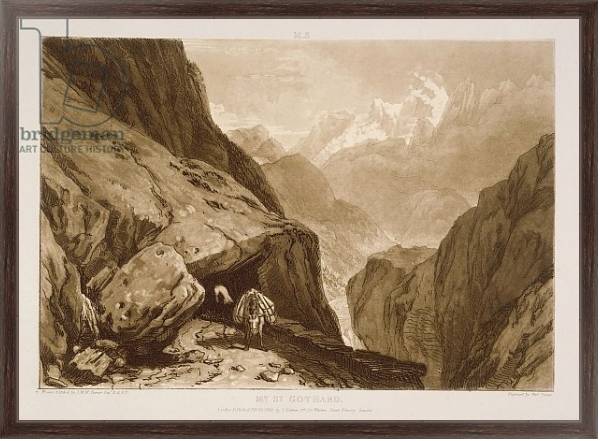 Постер F.9.I Mt. St. Gothard, from the 'Liber Studiorum', engraved by Charles Turner, 1808 с типом исполнения На холсте в раме в багетной раме 221-02
