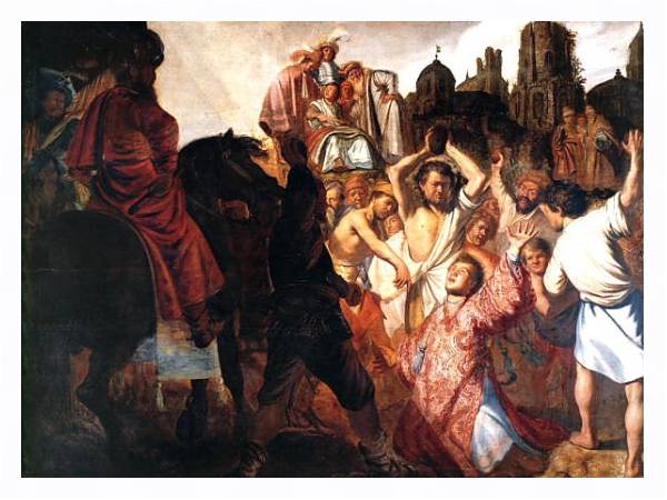 Постер Побиение камнями св. Стефана с типом исполнения На холсте в раме в багетной раме 221-03
