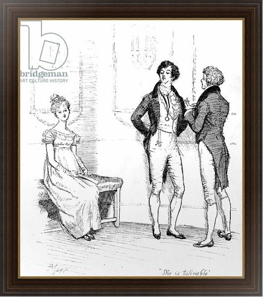 Постер 'She is tolerable', illustration from 'Pride & Prejudice' by Jane Austen, edition published in 1894 с типом исполнения На холсте в раме в багетной раме 1.023.151