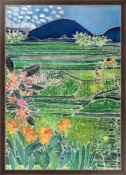Постер Lovina Ricefields with Lilies and Frangipani, Bali, 1996 с типом исполнения На холсте в раме в багетной раме 221-02