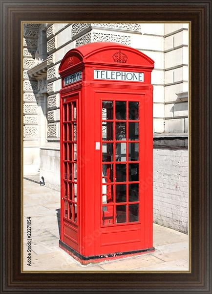 Постер Лондон. Телефонная будка с типом исполнения На холсте в раме в багетной раме 1.023.151