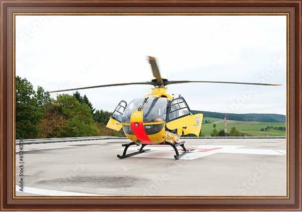 Постер Спасательный вертолет на посадочной площадке с типом исполнения На холсте в раме в багетной раме 35-M719P-83