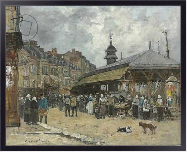 Постер Market at Trouville; Marche a Trouville, 1878 с типом исполнения На холсте в раме в багетной раме 221-01