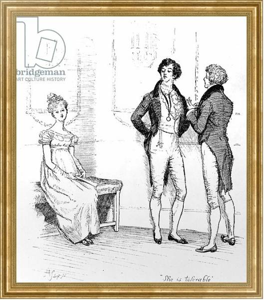 Постер 'She is tolerable', illustration from 'Pride & Prejudice' by Jane Austen, edition published in 1894 с типом исполнения На холсте в раме в багетной раме NA033.1.051