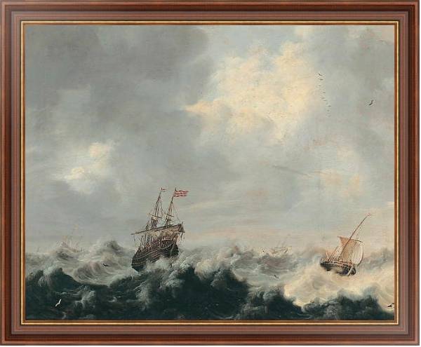 Постер Буря на море с типом исполнения На холсте в раме в багетной раме 35-M719P-83