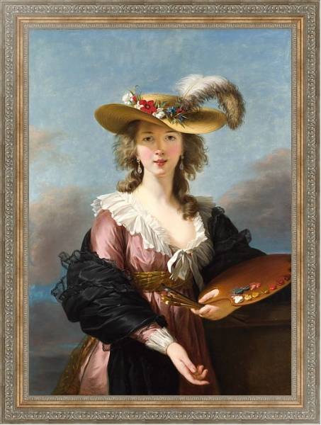 Постер Автопортрет в соломенной шляпе с типом исполнения На холсте в раме в багетной раме 484.M48.310