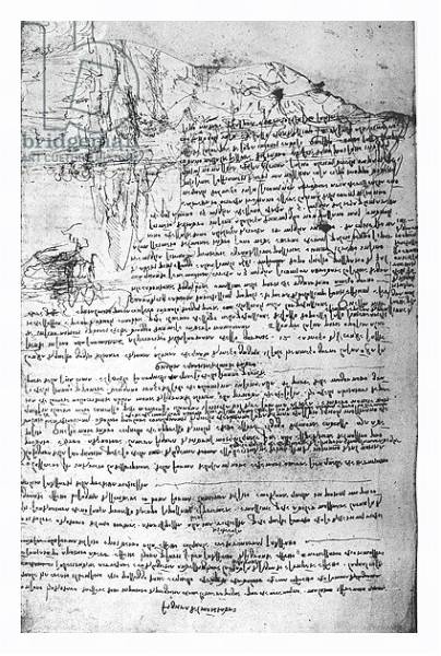 Постер Fol.145v-b, page from Da Vinci's notebook с типом исполнения На холсте в раме в багетной раме 221-03