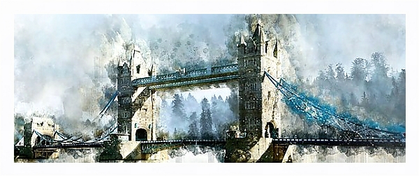 Постер Акварельный Тауэрский мост  с типом исполнения На холсте в раме в багетной раме 221-03