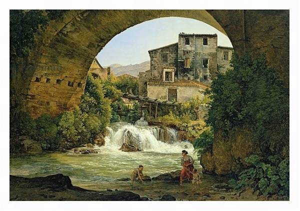 Постер Under the arch of a bridge in Italy, 1822 с типом исполнения На холсте в раме в багетной раме 221-03