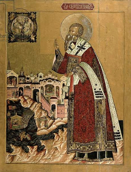 Постер Pope Klemens with scenes from his life 1 с типом исполнения На холсте без рамы