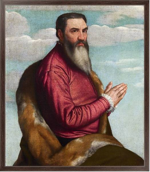Постер Молящийся мужчина с длинной бородой с типом исполнения На холсте в раме в багетной раме 221-02