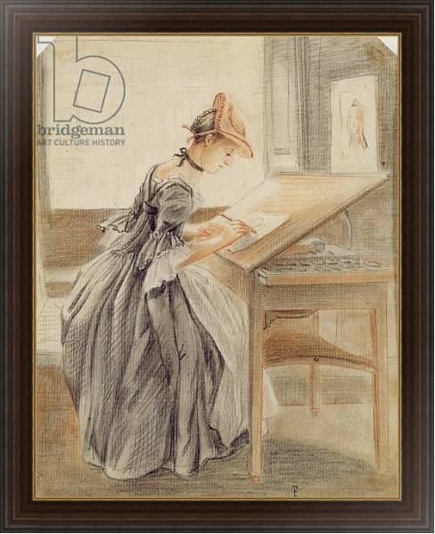 Постер A Lady Copying at a Drawing Table, c.1760-70 с типом исполнения На холсте в раме в багетной раме 1.023.151