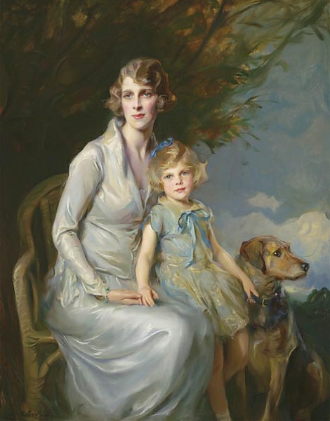 Постер Портрет дамы с ребенком с типом исполнения На холсте без рамы