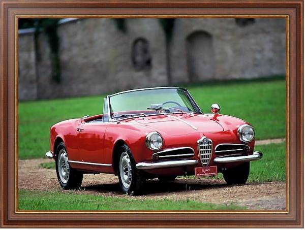 Постер Alfa Romeo Giulietta Spider '1955–62 дизайн Pininfarina с типом исполнения На холсте в раме в багетной раме 35-M719P-83