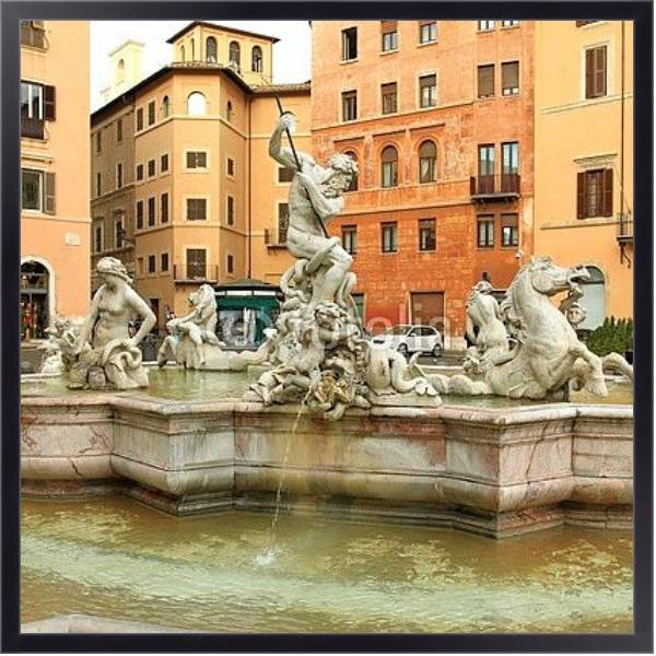 Постер Италия. Римский фонтан с типом исполнения На холсте в раме в багетной раме 221-01